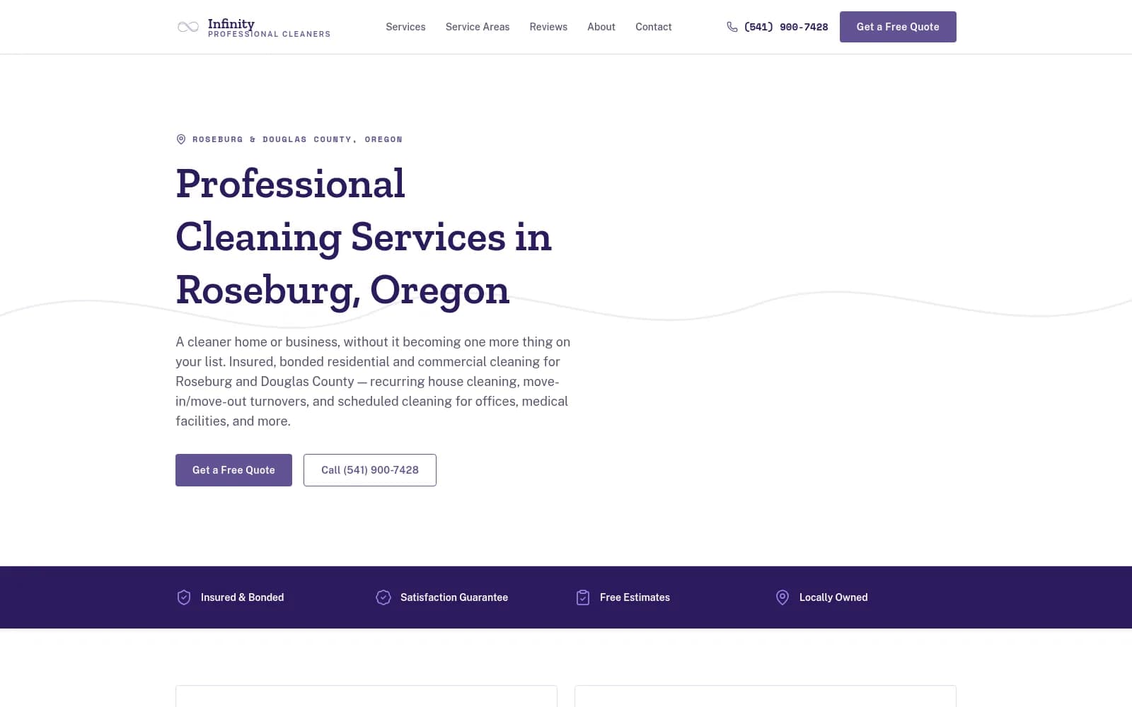 The Infinity Professional Cleaners website