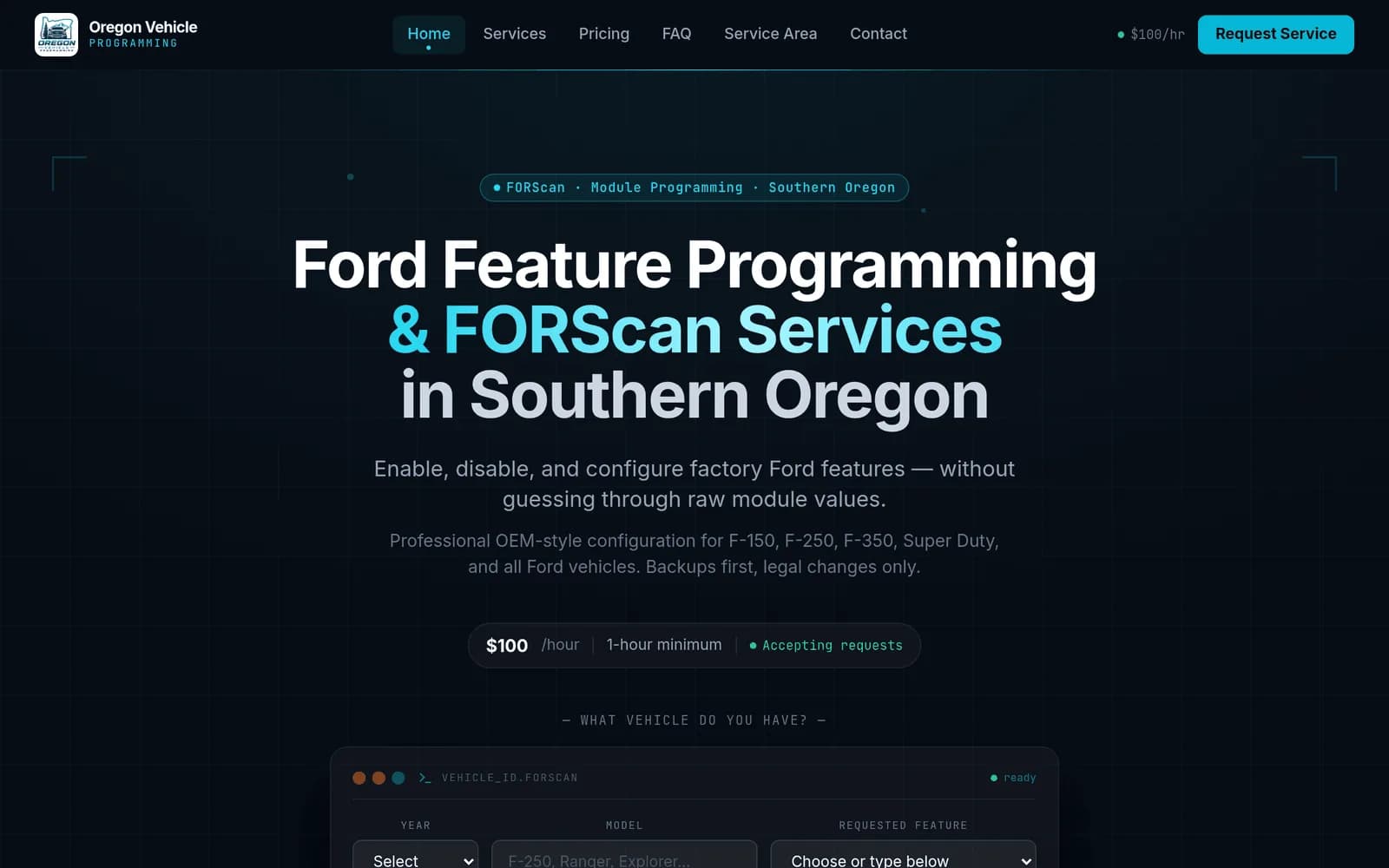The Oregon Vehicle Programming website